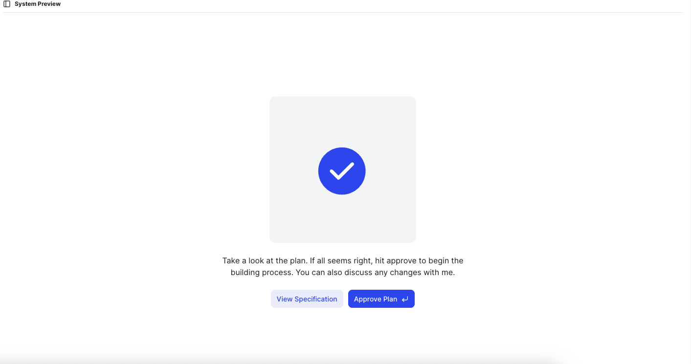 System approval screen