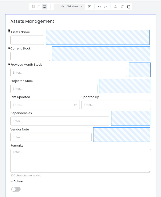 Canvas field management