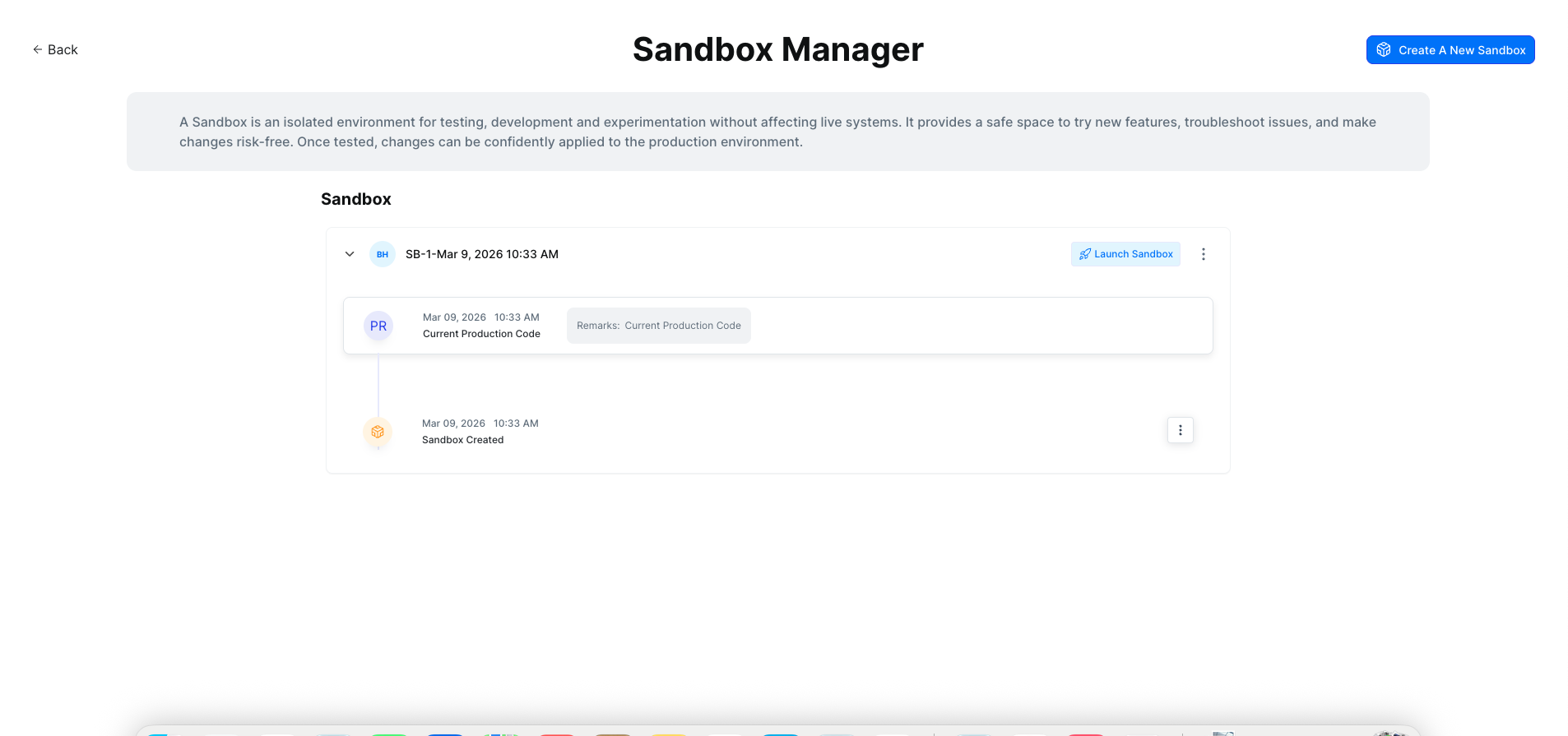 Create Sandbox Environment