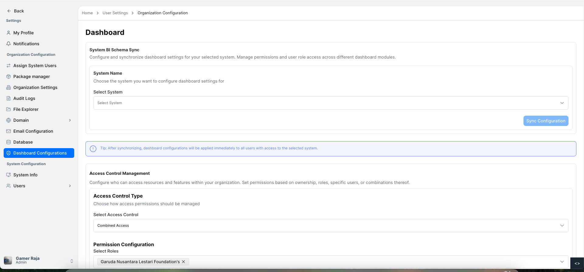 Dashboard-Configuration
