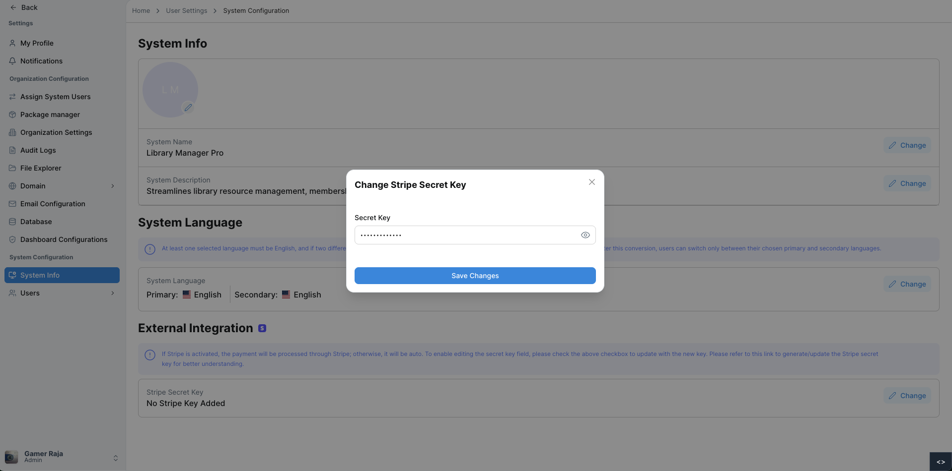 Edit Stripe Integration