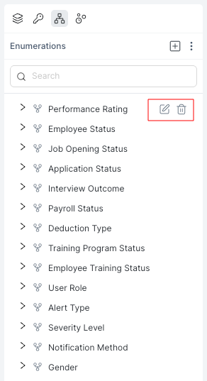 Edit and delete enumeration options