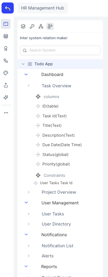 Expanded window showing its columns