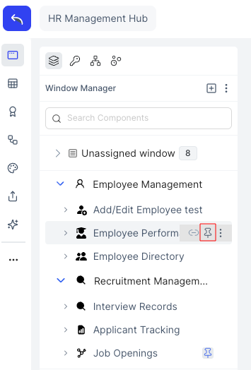 Pin and unpin windows in Quick Windows
