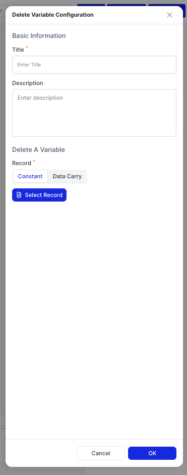 Delete Variable Configuration dialog