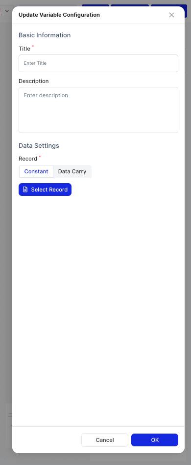 Update Variable Configuration dialog