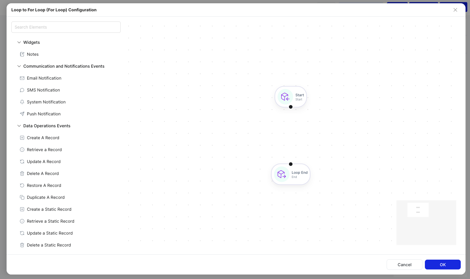 For Loop nested canvas configuration