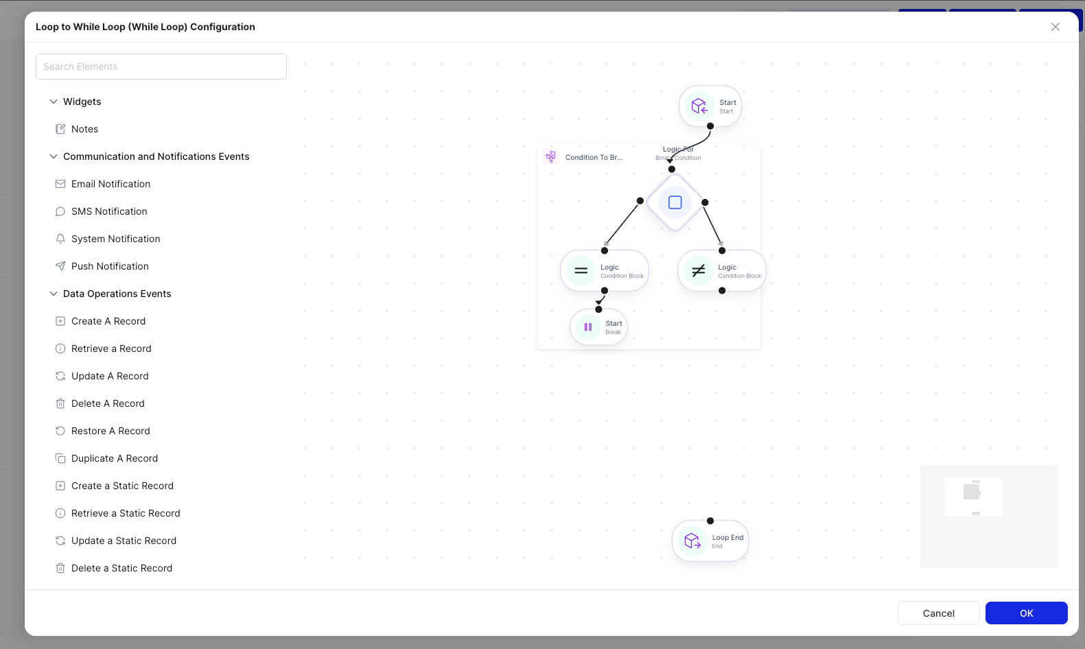While Loop nested canvas configuration