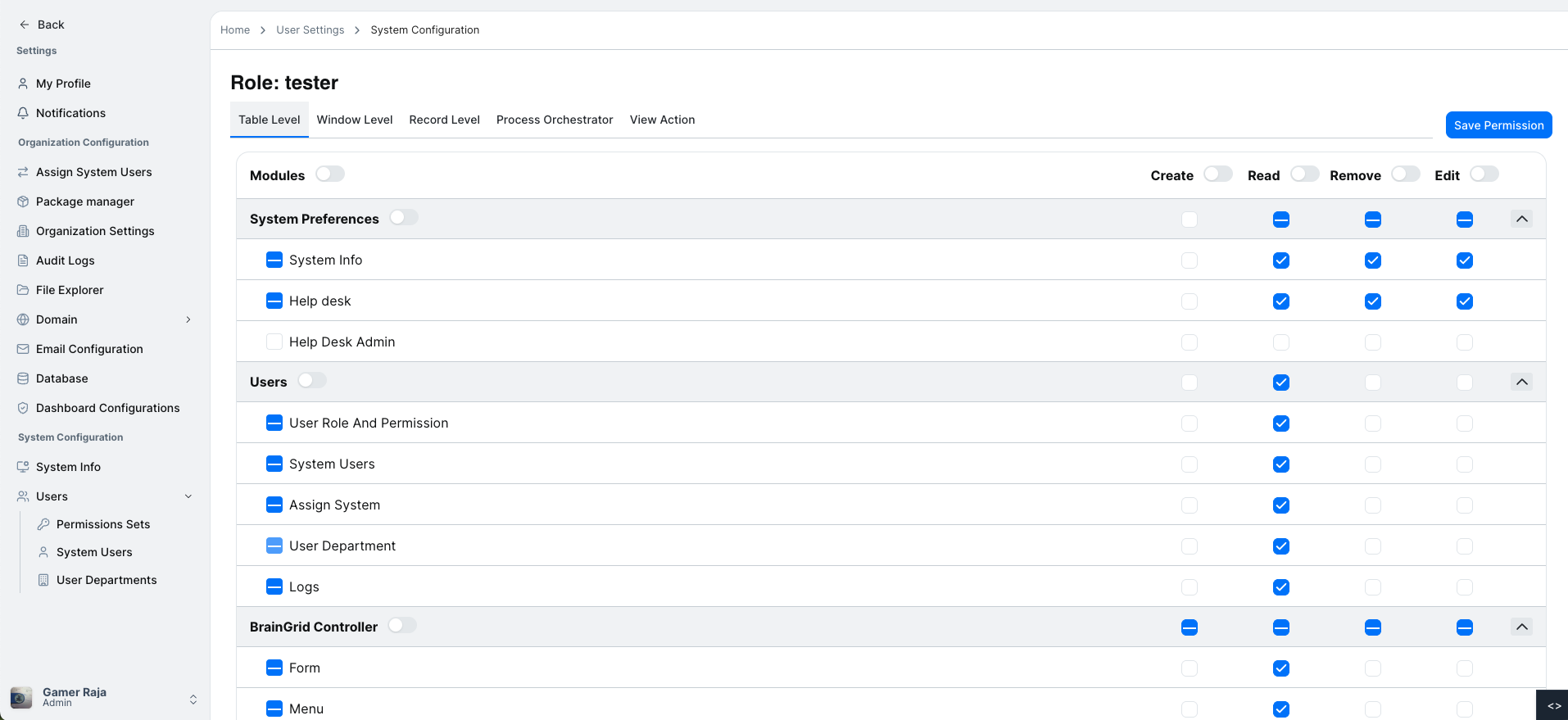 Roles Table Overview