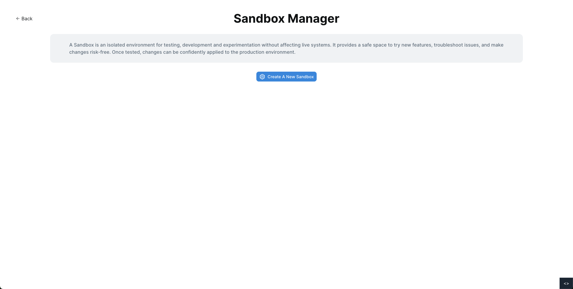 Sandbox Manager Overview