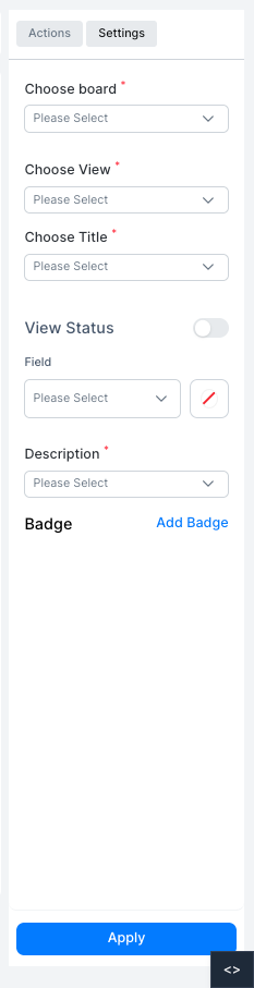 Kanban view settings