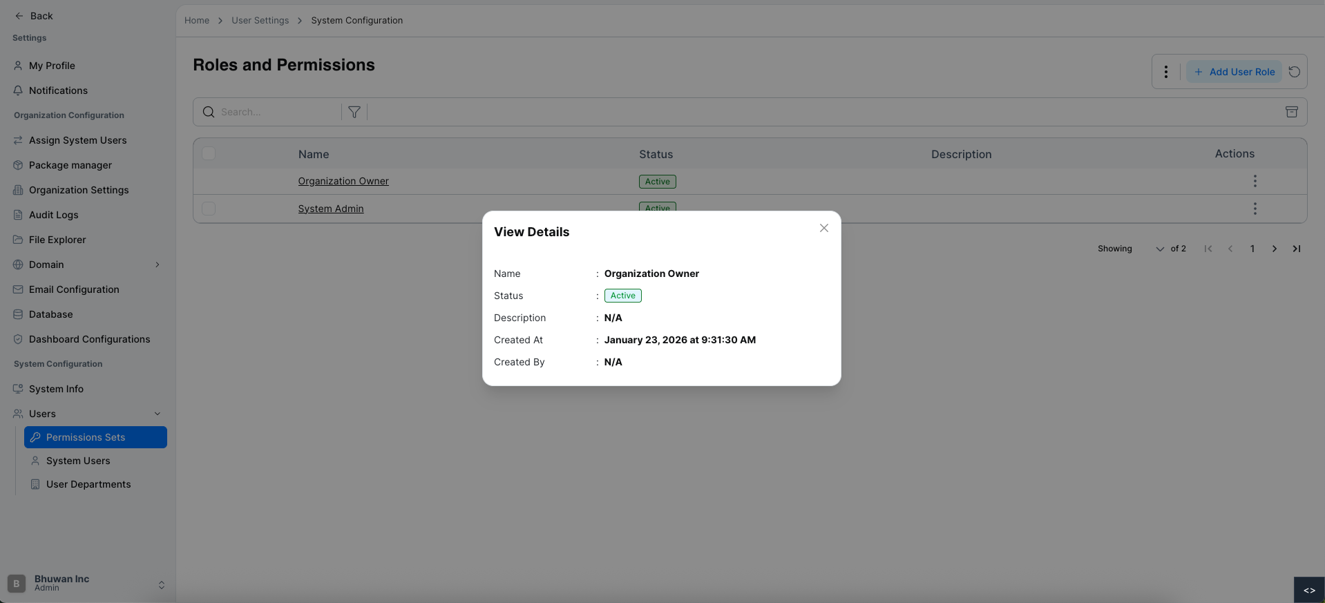 View Permission Set Details