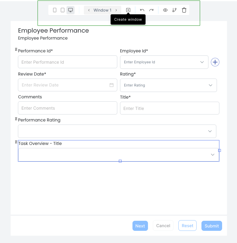 Create window button