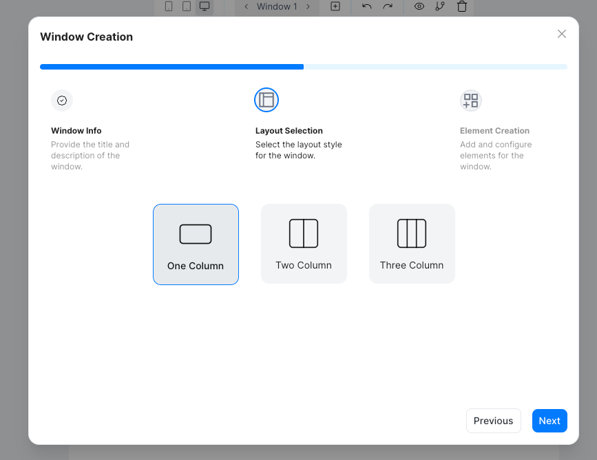 Window layout selection