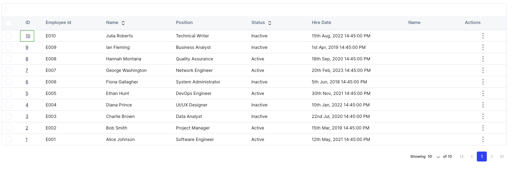 Table view showing how to access the tab